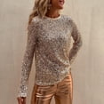 thumbnail image 2 of Womens Tops Glitter Tops New V Neck Long Sleeve Fashion Casual Asymmetric Hem Shirt Long Sleeve T Shirt Blouses For Women, 2 of 7