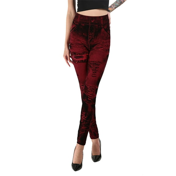 NAFUU Leggings For Women Jeans Bottom Pants Coloured Yoga Pants High Waisted Leggings Ankle-Length Pants Slim Stretchy Tight Pants Slim Fit Pants