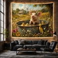 thumbnail image 6 of Piglet with Ducklings in Farmhouse Meadow, Nostalgic Farmhouse for Animal Lovers, Nursery Wall Art Decor, Birthday Gift, Tapestry Wall Hanging for Nursery and Bedroom, 6 of 7