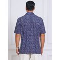 thumbnail image 3 of DARING DIVA Men's Printed Short Sleeve Lightweight Breathable Polo Shirts L Dark Blue, 3 of 7