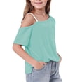 thumbnail image 6 of hoksml Girls One Shoulder T-Shirt, Short Sleeve Casual Top, Kids Off Shoulder Tee for Back to School, 6 of 9