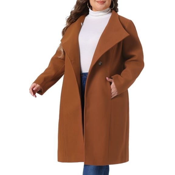 DARING DIVA Women's Plus Size Long Sleeve Stand Collar Trench Coat 1X Brick Red