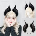 thumbnail image 5 of Vjnyvs Halloween Bat Ears Shape Headband Gothic Dark Wing Hair Hoop for Themed Party Events, 5 of 7