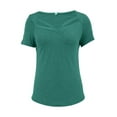 thumbnail image 6 of Duoif Shirts for Women Summer Casual Solid Color Short Sleeved V Neck T Shirt Womens Tops Casual Green M, 6 of 9