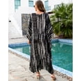 thumbnail image 3 of EDOLYNSA Plus Size Kaftan Dress for Women Swimwear Coverup Elegant Batwing Sleeve Beach Dress Tunic Black and White Printed Housewear, 3 of 10