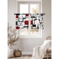 thumbnail image 3 of Abstract Lines Art Sheer Curtains 45 Inches Long 2 Panels Black Red Geometric Modern Texture Light Filtering Semi Sheer Window Curtains Drapes for Bedroom Living Room 52"x45", 3 of 7