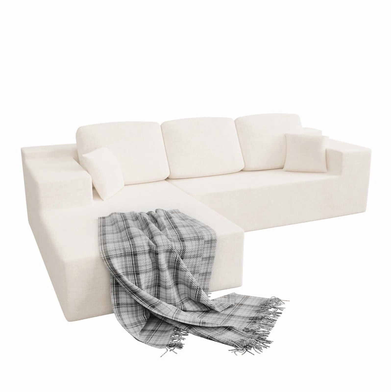 Homall 108" Cloud Sectional Sofa, Boneless Couch with L-Shape Chaise, Modular Couch with Deep Seat, No installation for Living Room & Apartment, Chenille Beige