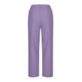 thumbnail image 7 of Wycnly on Sale Pants for Women Womens Loose Straight Leg Pants Casual Solid Plus Size High Waist Drawstring Long Pants Ladies Fashion Cotton Linen Pocket Trousers, 7 of 7