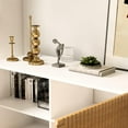 thumbnail image 6 of Roomfitters 57" Modern TV Stand Mid Century Entertainment Center, 3 Carved-Like Pattern Doors, Retro Farmhouse Buffet Cabinet, Gold Tapered Legs, Charcoal Walnut Color, 6 of 9