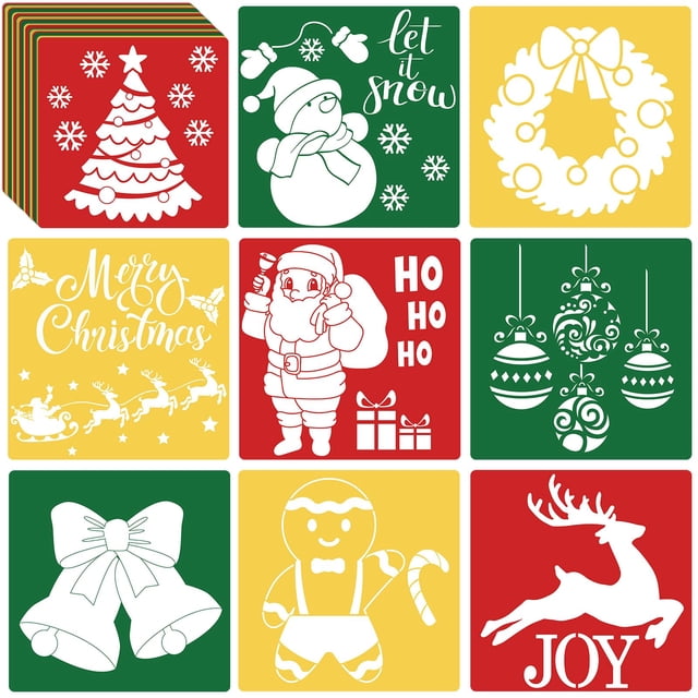 Plantillas navideñas Qyeahkj, 36 piezas, 20 cm, reutilizables, arte infantil