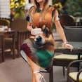 thumbnail image 3 of Lsque Colorful Leaf Chihuahua Print Women's Casual Dress T-Shirt Summer Short Sleeve Scoop Neck Swing Dresses, 3 of 6