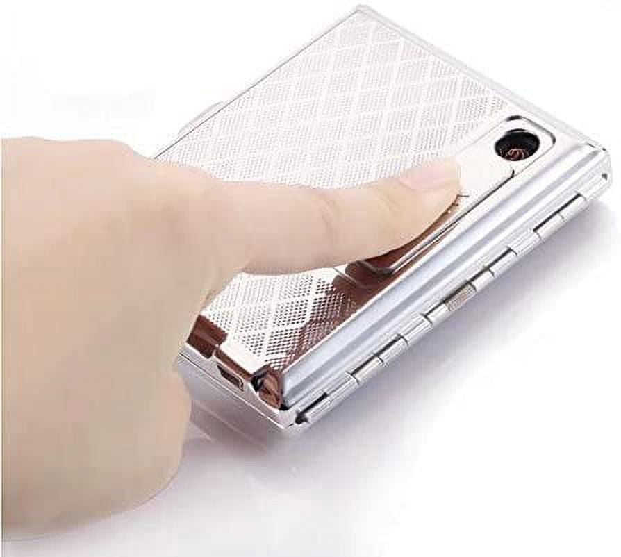 Metal Silver Cigarette Case With USB Lighter Rechargeable Windproof Electric Lighters Cigarette Accessories for Men Holds 16 cigarettes