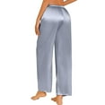thumbnail image 5 of Timegard Lounge Pants for Women Satin Straight Leg Pajamas Elastic Waist Loose Soft Homewear Trousers, 5 of 8