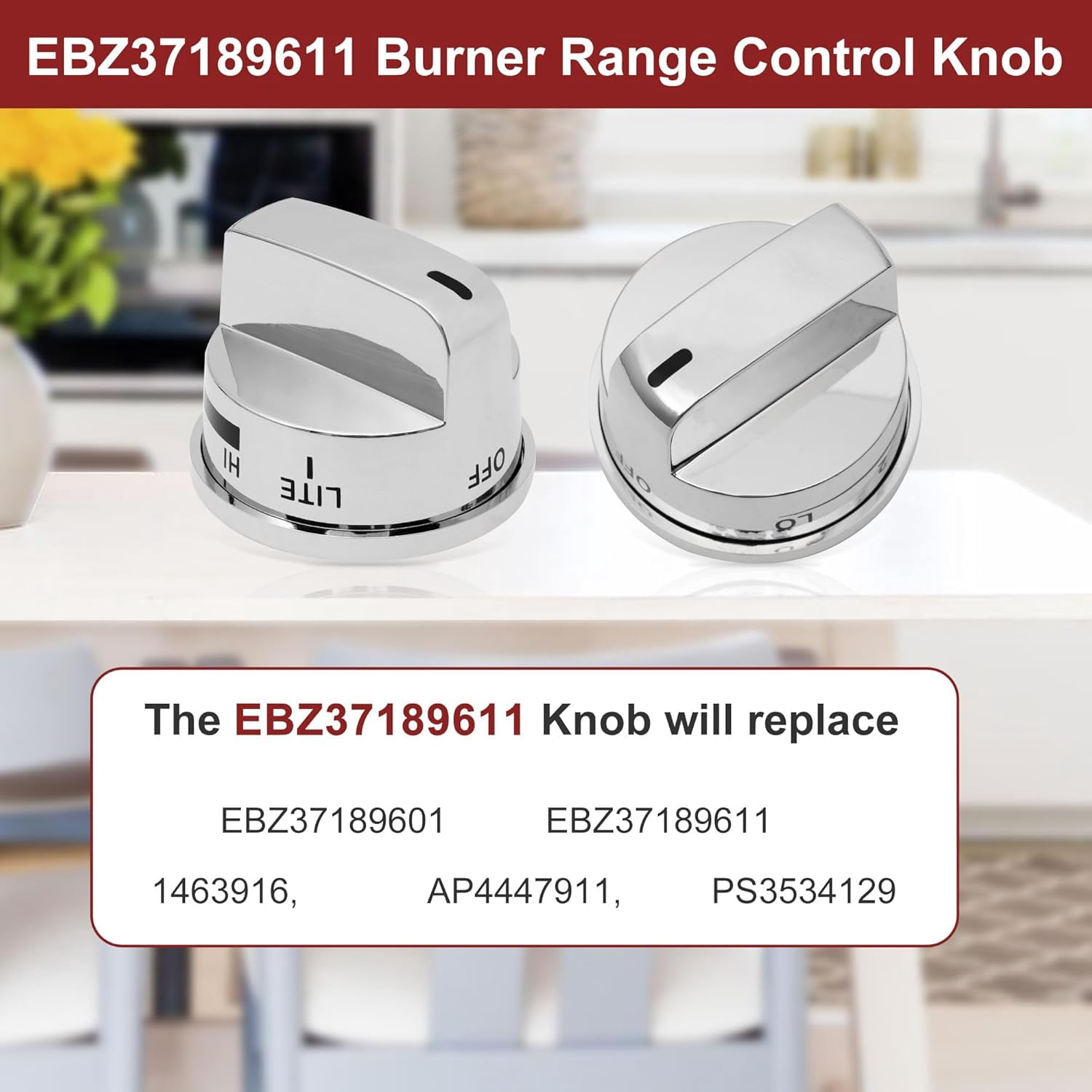 Feikeer 4-Pack EBZ37189611 Gas Stove Knobs and 1-Pack EBZ37189609 Oven Knob Replacements for LG Series