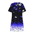 thumbnail image 4 of Offre Limitée Iumwxz Robes à Manches Courtes Col Rond pour Femme Tendance Ligne A Décontractée Plissée Robe Courte Tendance Robe Graphique Tenues d'Été pour Femmes Coupe Ample Robes pour Usage Quotidien Décontracté, 4 of 7