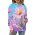 thumbnail image 4 of Pink And Blue Flowers in Bloom Men's Women New Sweatshirt Hoodie Men's Plus Size Sweatshirt Hooded Sweatshirt 3d Printed Street Men's Cloth, 4 of 6