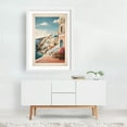 thumbnail image 2 of Aegean Whispers: Vintage Travel Poster of Santorini - Fira Greece Illustration White Framed Wall Art Print 20 x 30 inches, 2 of 3