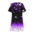 thumbnail image 4 of Offre Limitée Iumwxz Robes à Manches Courtes Col Rond pour Femme Tendance Ligne A Décontractée Plissée Robe Courte Tendance Robe Graphique Tenues d'Été pour Femmes Coupe Ample Robes pour Usage Quotidien Décontracté, 4 of 7