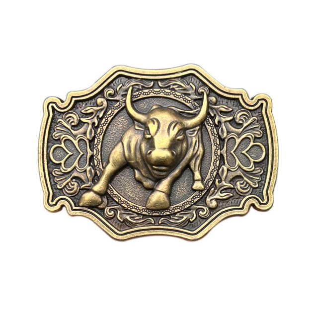 Hebilla de cinturón 3D con forma de cabeza de toro, vintage, vaquero occidental