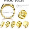 thumbnail image 3 of 5 PCS 14K Gold Plated Rings for Men Mens Gold Ring Mens Stainless Steel Rings Square Signet Rings Pinky Thumb Ring Chunky Thick Band Cuban Link Chain Ring Cool Finger Ring Wedding Band Ring for Men, 3 of 6