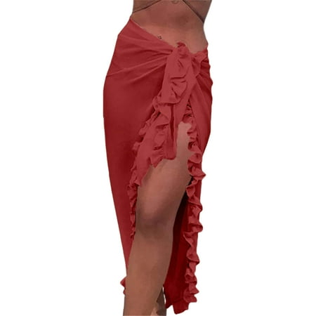 Womens Sarong Swimsuit Coverup - Breathable Chiffon Beach Tie Wrap Skirt Sunscreen Long Bikini Sheer Scarf Bathing Suit Bottom