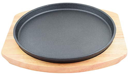Sunrise 11" Round Cast Iron Set with Rubber Wood Underliner