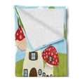 thumbnail image 2 of Gnome Soft Flannel Fleece Throw Blanket, Elves Working in the Garden Amanita House Butterflies Forest Trees Composition, Cozy Plush for Indoor and Outdoor Use, 60" x 80", Multicolor, by Ambesonne, 2 of 5