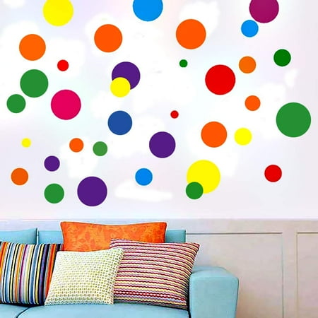 Gohope Creative Dots Wall Decals Primary Colors Dots Decals