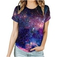 thumbnail image 3 of GUZYING Graphic Tees for Women Going Out Tops for Women Fashion Women's Starry Print Casual Fashion Short Sleeve Tops Blouse(Blue,S), 3 of 6