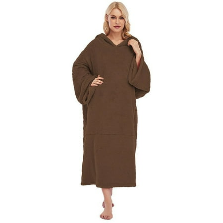 

Spring jackets for women Women s Autumn And Winter New Long-sleeved And Homewear Hooded Solid Color Loose Pajamas Long-sleeved Hooded Suit womens tops Brown