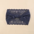 thumbnail image 2 of Womens Vintage Lace Headband - Wide Elastic Boho Turban with Bow Knot & Floral Hollow - Stretchy Non-Slip Scarf for Daily Wear Navy, 2 of 4