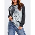 thumbnail image 2 of xiaxaixu Femmes Lâches Tops Rétro Crâne Croix Impression Manches Longues Col Rond Pull Grunge, 2 of 9