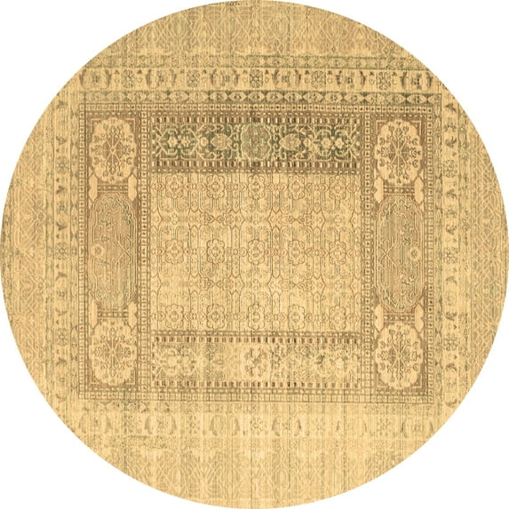 Ahgly Company Indoor Round Abstract Brown Contemporary Area Rugs, 6' Round
