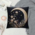 thumbnail image 2 of COMIO  Abstract Boho Gold Moon Stars Flowers Decorative Pillowcase Throw Pillow Cover, Modern Art Crescent Moon Sky for Sofa Bed Room Home Bohemia Decor Pillow Case, 2 of 5
