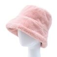 thumbnail image 2 of Cheers.US Winter Bucket Hat Women Men Warm Hats Vintage Fisherman Cap Solid Color Flat Top Wide Brim Warm Plush Bucket Cap, 2 of 6