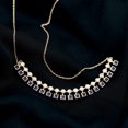 thumbnail image 6 of Rosec Jewels Lab Grown Blue Sapphire Curved Bar Necklace - (AAAA Grade) Blue Sapphire and Moissanite Necklace - with Jewelry Box, 14K Yellow Gold, 6 of 8