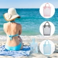 thumbnail image 1 of Fiudx Bolsa de Playa de Malla, Resistente a La Arena, Gran Capacidad, Diseño Ligero, Ideal para Playa, Piscina, Compras y Viajes. Tamaño: 16 X 10 X 24 Cm. Disponible En Gris y Azul., 1 of 7