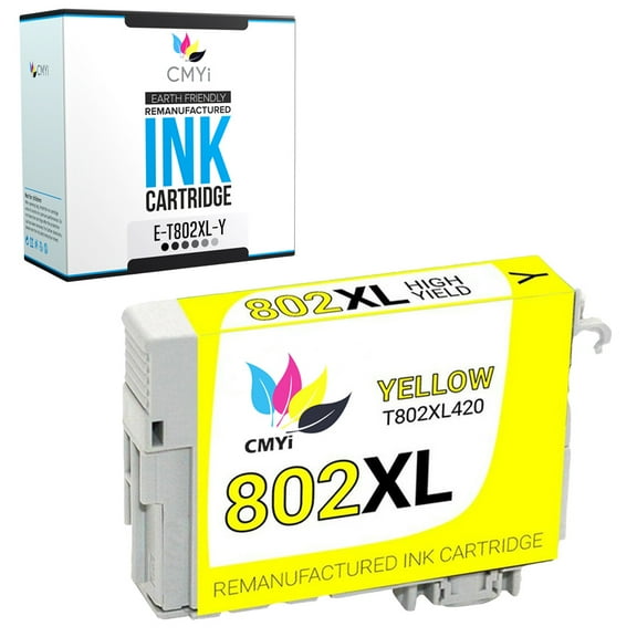 CMYi 802XL Yellow 1-Pack Ink Cartridge compatible for Epson 802XL - WorkForce Pro EC-4020, EC-4030, EC-4040, WF-4720, WF-4730, WF-4734, WF-4740, WF-4740DWF (1 Yellow)