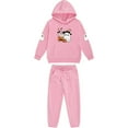 thumbnail image 4 of Placlothes Girls' Hall-oween Matching Outfit Set - Soft Polyester 1 Hoodie & 1 Jogger Pants, Pink, 3-12Y with Ghost & Pumpkin Prints for Trick-or-Treat/Parties/Autumn Casual,Size 2 T, 4 of 5