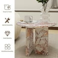 thumbnail image 3 of MDQMD Real Marble Coffee Table,Modern Round Coffee Table for Living Room,Pink Natural Marble Center Table for Home Decor, 3 of 8