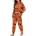 thumbnail image 2 of FOR U DESIGNS Halloween Black Cat Womens Round Neck and Drawstring Pajama Set 2 Piece Size L Nightwear Long Sleeve Tops and Pants with Pockets Sleepwear for Women, 2 of 6