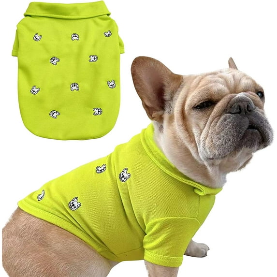 French Bulldog Embroidery Cotton Dog Shirts Pet Puppy T-Shirt Clothes Outfit Apparel Coats Tops