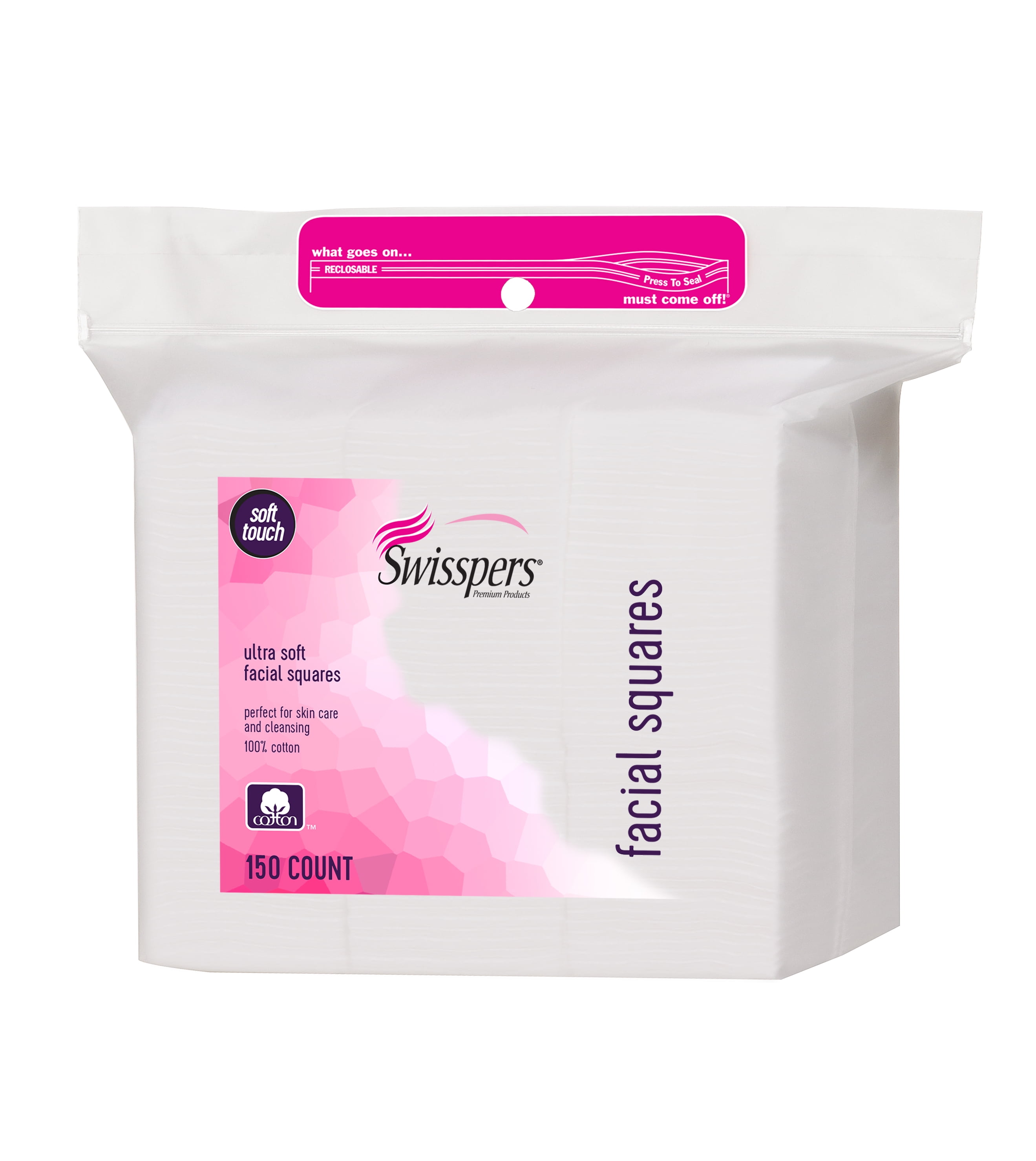 Swisspers Premium Facial Squares, 150 Count