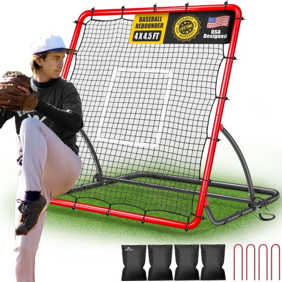 Red Rebounder Telury de béisbol, resistente, 1,2 x 1,4 m, con 3 ángulos