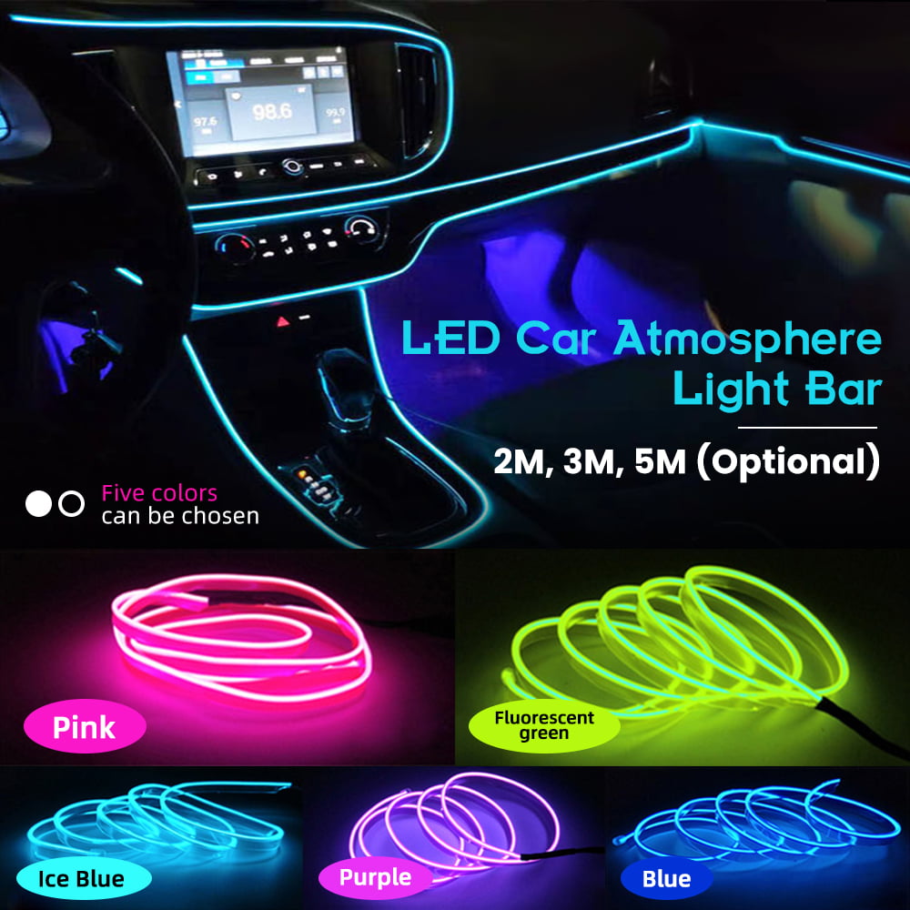 2m 5m neon atmosphere glowing light el wire kit car door seat dash board decor 