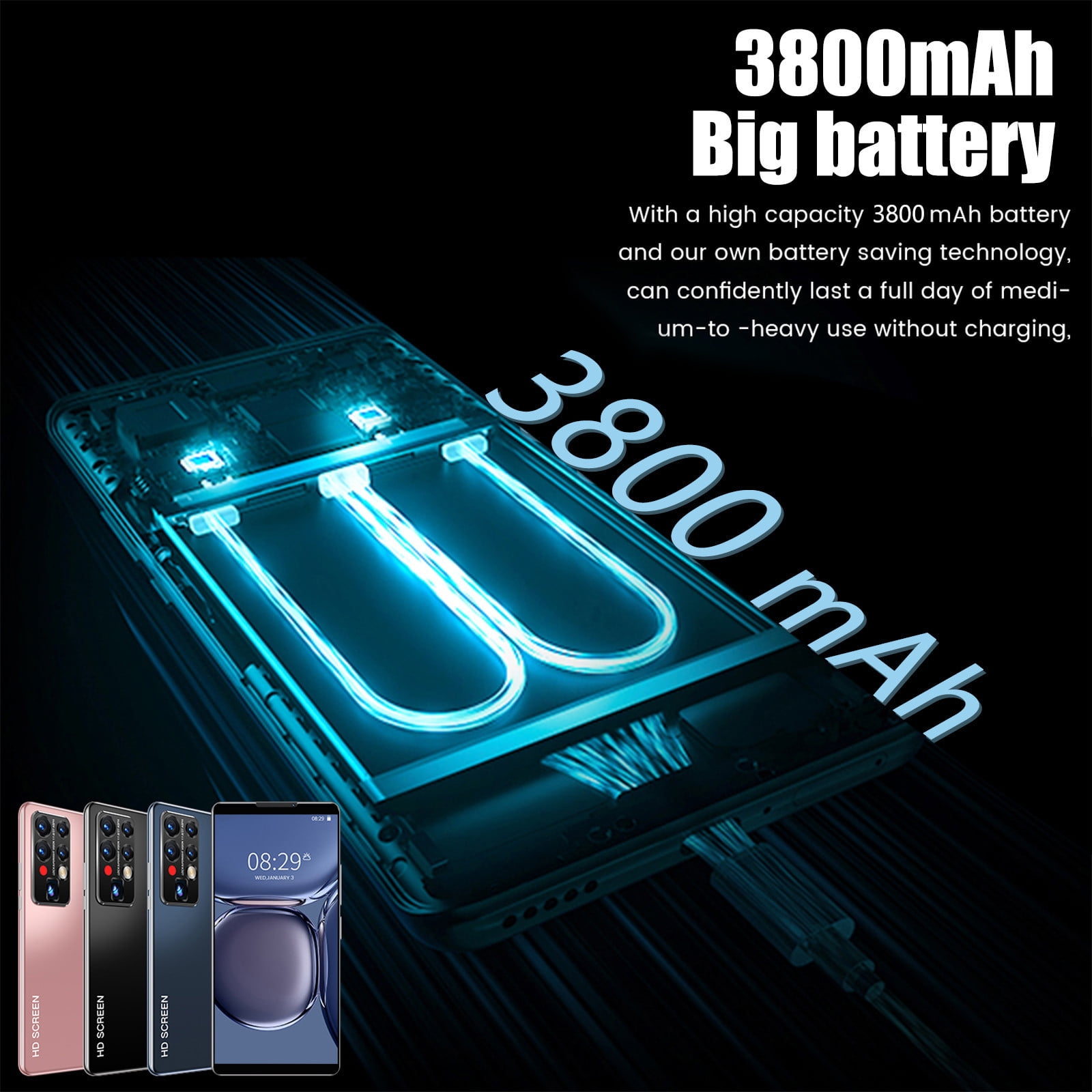 Banghong Unlocked Smartphone, Android 8.0, 6.1" HD Full Screen, 1 GB RAM, 6 GB ROM, Dual SIM(Black)