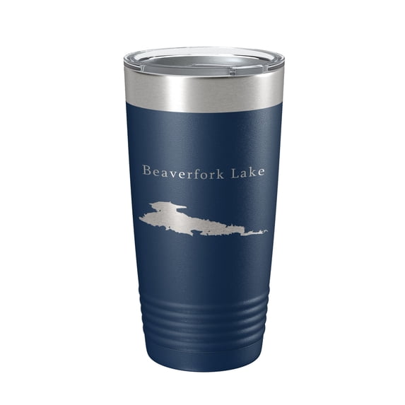 Beaverfork Lake Map Tumbler Travel Mug Insulated Laser Engraved Coffee Cup Arkansas 20 oz Navy Blue