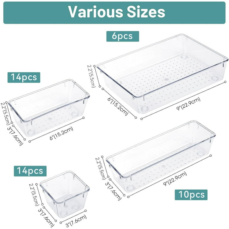 TAIMASI 44-Piece Clear Plastic Drawer Organizer Set photo 2