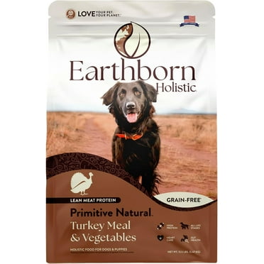 Earthborn Holistic Primitive Natural Turkey Meal & Vegetables Grain-Free High Protein Dry Food for Dogs & Puppies (12.5 lb. Bag)