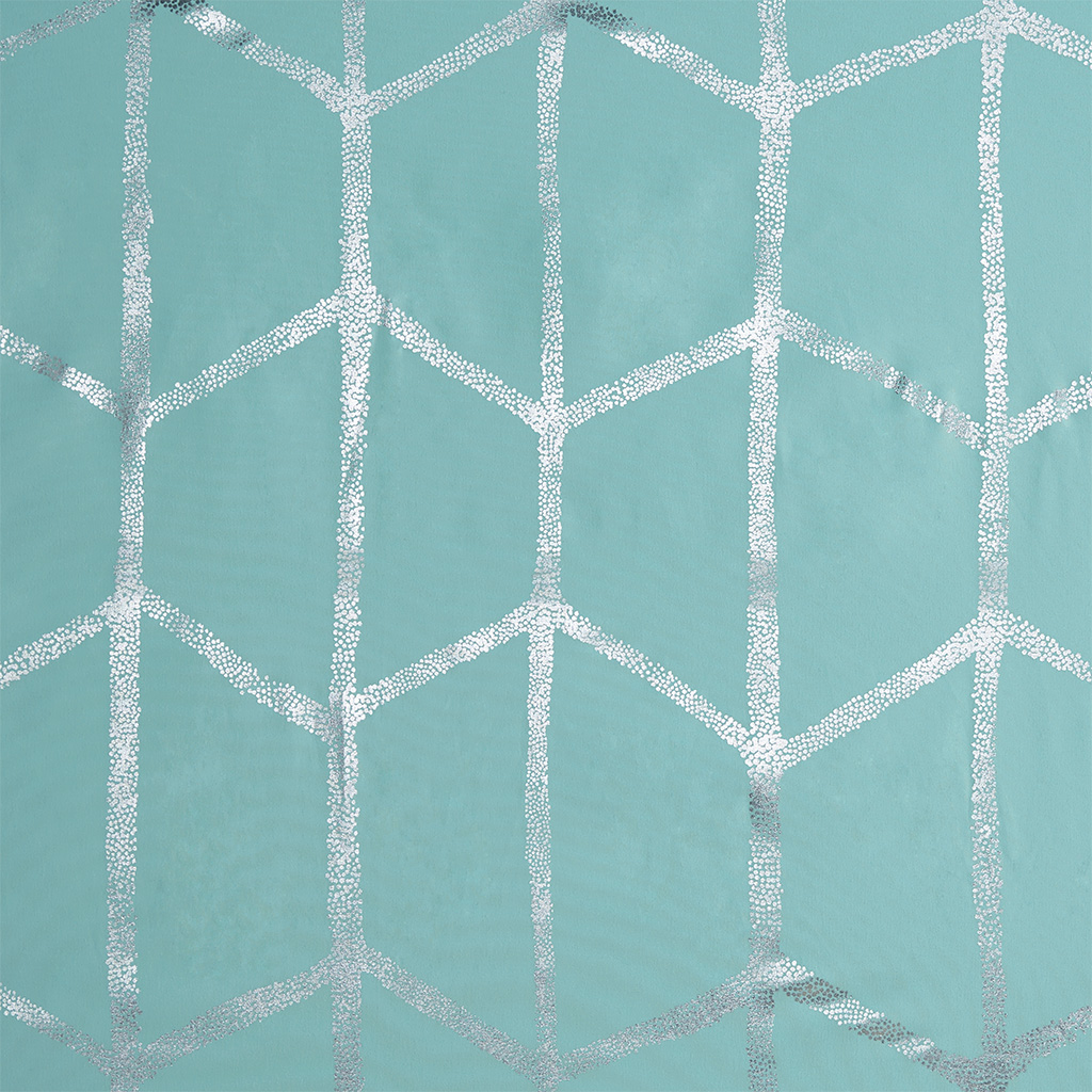 MAYEERTY Printed Metallic Shower Curtain, 72" x 72", Machine-Washable, Aqua